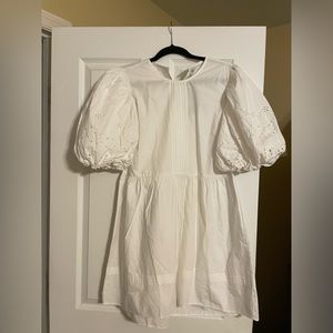 Short White Eyelet Cotton smock Dress